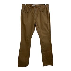 Free World Messenger Skinny Mens Mid Rise  Khaki Brown Jeans 100% Cotton 36 x32
